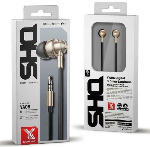 WK YA-05 In-ear Handsfree με Βύσμα 3.5mm Χρυσό