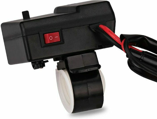 Motorradladegerät mit Anschlüssen: 2xUSB & 1xZigarettenanzünder mit Voltmeter Blau