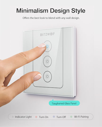 BlitzWolf Recessed Wall Switch Wi-Fi Lighting Triple with Frame White