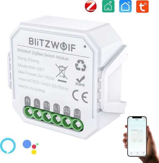 BlitzWolf Smart Switch 1 Καναλιού Wi-Fi & ZigBee 10A