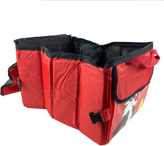 Looney Tunes Car Trunk Space Organizer Πτυσσόμενη με Φερμουάρ και Τσέπες Looney Tunes Sylvester & Tweety 30x39x24cm Κόκκινη