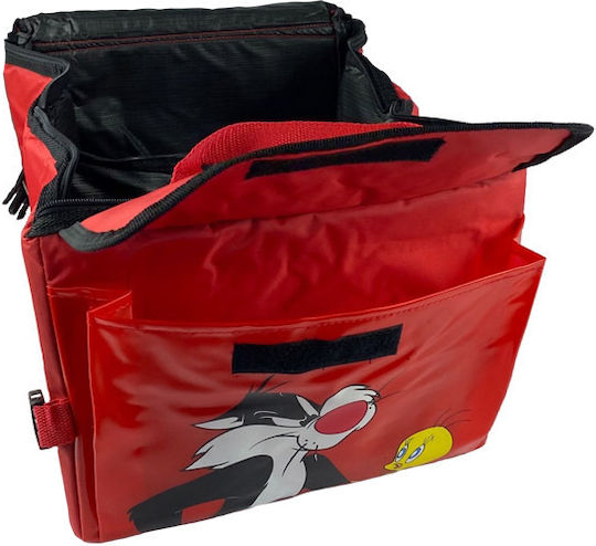 Looney Tunes Car Trunk Space Organizer Πτυσσόμενη με Φερμουάρ και Τσέπες Looney Tunes Sylvester & Tweety 30x39x24cm Κόκκινη