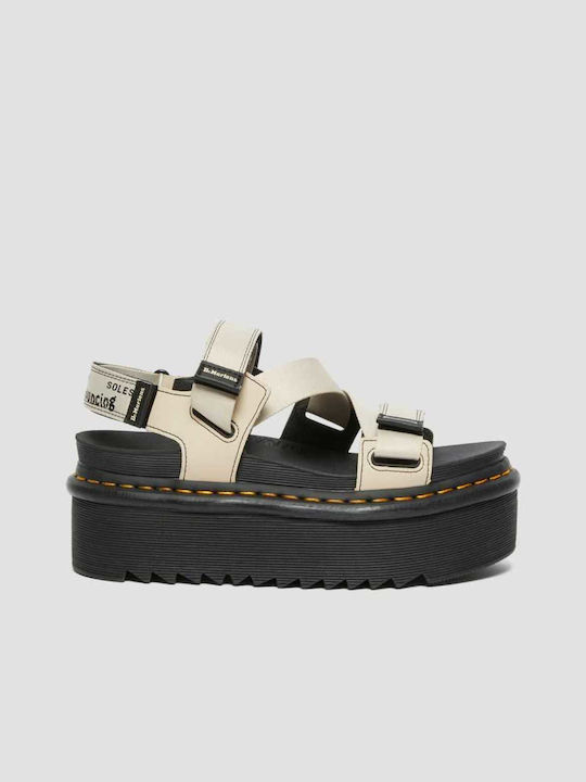 Kimber Webbing Δερμάτινα Γυναικεία Σανδάλια Flatforms Warm Sand