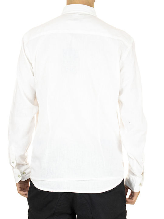 Explorer Men's Shirt Long Sleeve Linen White