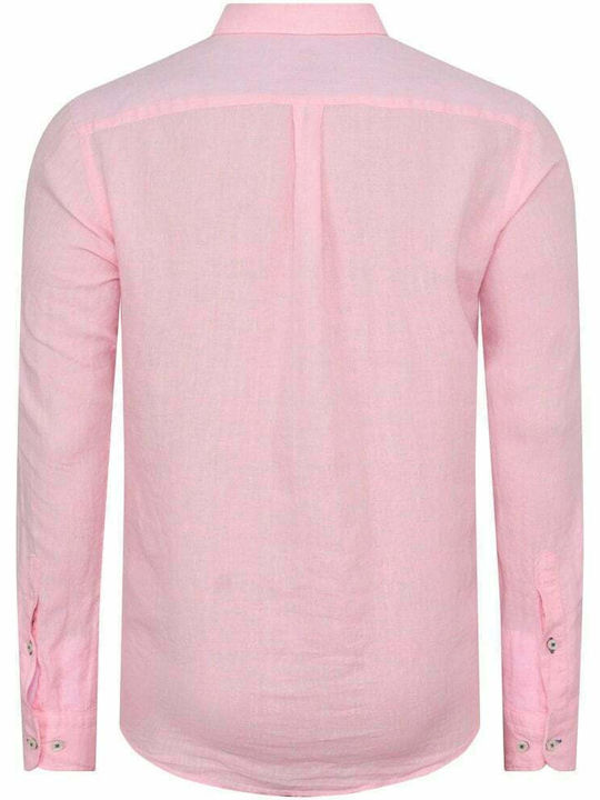 Fynch Hatton Men's Shirt Long Sleeve Linen Pink