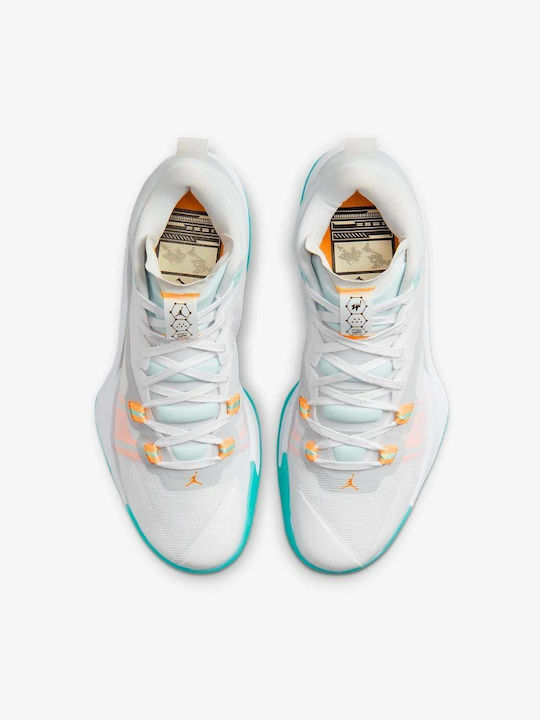 Zion 1 High Basketball Shoes White / Laser Orange / Dynamic Turquoise / Black