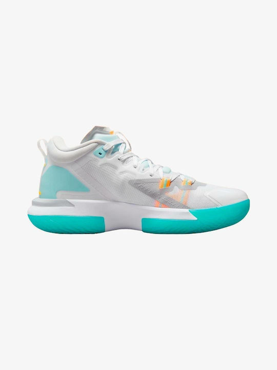 Zion 1 High Basketball Shoes White / Laser Orange / Dynamic Turquoise / Black