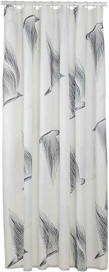 Sealskin Birds Κουρτίνα Μπάνιου Υφασμάτινη 180x200 cm Λευκό / Μαύρο