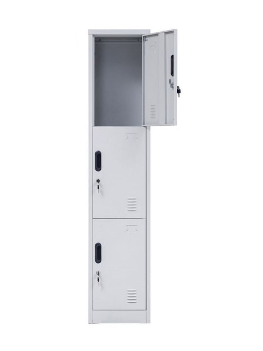 Locker Metallic with Locking Capability with 3 Cabinets White 38x45x185 cm E6006