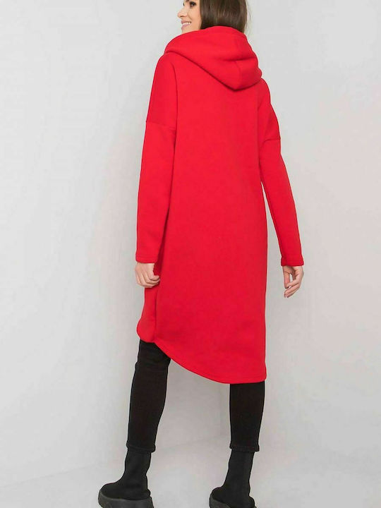 Relevance Women's Long Hooded Cardigan Red