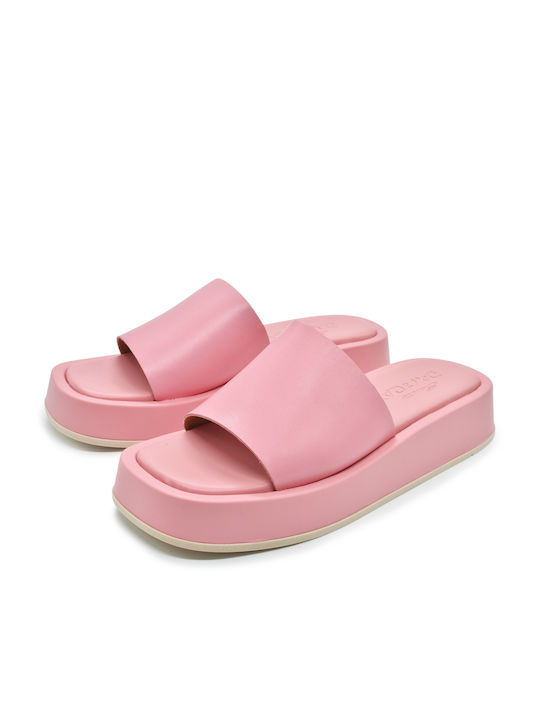 Sante Leather Women's Flat Sandals in Pink Color