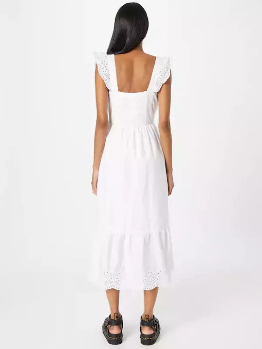 Tom Tailor Sommer Midi Kleid mit Rüschen Weiß