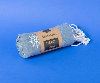 Silk Fashion Pestemal SF1755 Prosop de Plajă Bumbac Albastră cu franjuri 180x90cm.