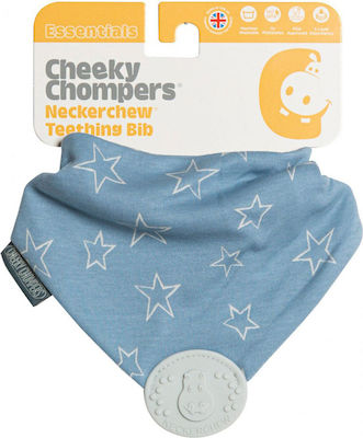 Cheeky Chompers Stars Bandana Fabric with Button Blue for 2 m+