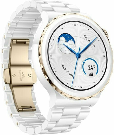 Huawei Watch GT 3 Pro Ceramic 43mm Waterproof with Heart Rate Monitor (Ceramic White)