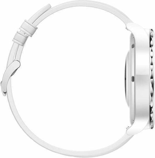 Huawei Watch GT 3 Pro Ceramic 43mm Αδιάβροχο με Παλμογράφο (Leather White)