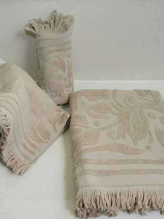 Sunshine Hand Towel Κρόσι 40x60cm. Beige Weight 520gr/m²