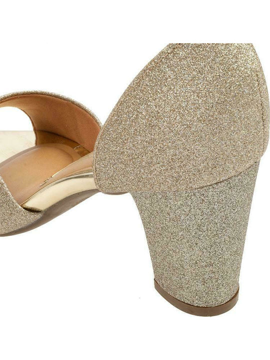 Leder Sandalen mit Strass Gold