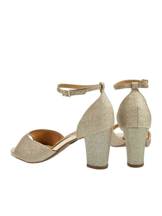 Leder Sandalen mit Strass Gold