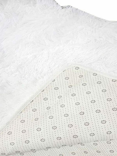Fluffie Αντιολισθητικό Χαλί Ορθογώνιο Shaggy Λευκό 140x200cm