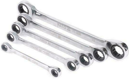 Yato Set 5 Double Polygon Wrench Bent with Ratchet Mechanism