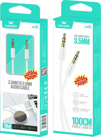 Leewello 3.5mm Jack Cable 3.5mm Male - 3.5mm Male White 1m YPX-016
