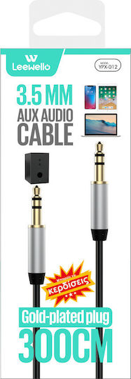 Leewello Καλώδιο Ήχου 3.5mm male - 3.5mm male Μαύρο 3m ΤΝ-Μ012