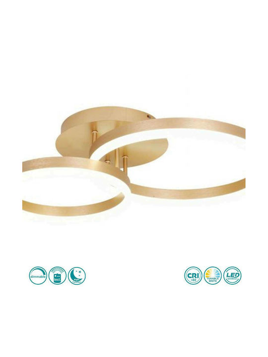 Sun Light Πλαφονιέρα Οροφής 61εκ. Χρυσή με Ενσωματωμένο LED και Τηλεχειριστήριο