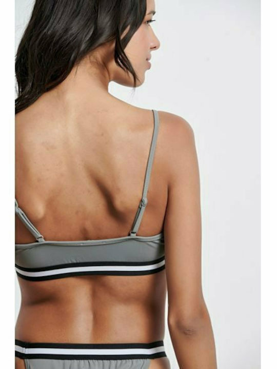 BodyTalk Sports Bra Bikini Top with Adjustable Straps Silver