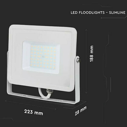 V-TAC Στεγανός Προβολέας LED 50W Φυσικό Λευκό 4000K IP65