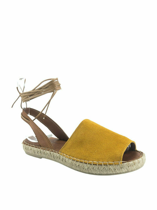 Commanchero Original Leather Women's Flat Sandals in Yellow Color