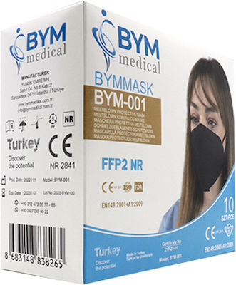 Bym Medical BYM-001 Disposable Protective Mask FFP2 NR Black 10pcs