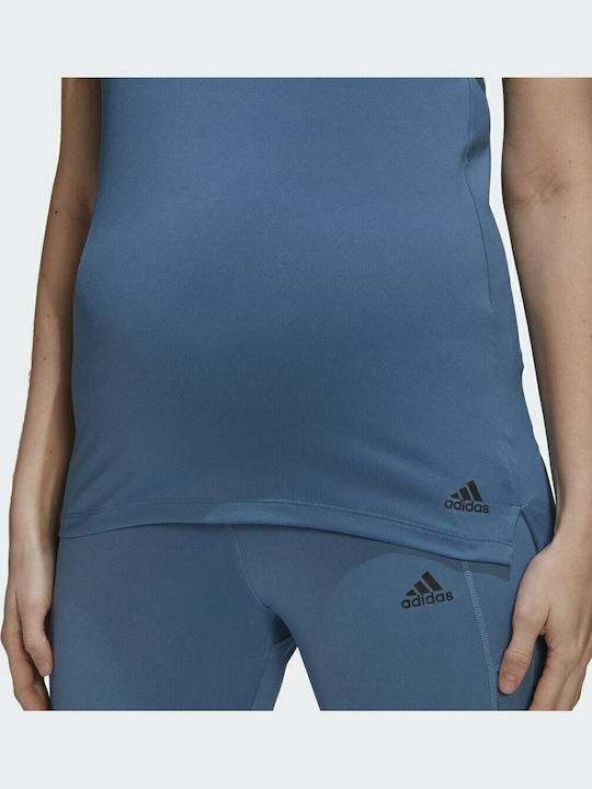 adidas Aeroready Designed 2 Move Sportbekleidung Top Schwangerschafts-Tops Altered Blue
