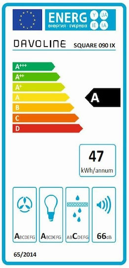 Davoline Square IX Απορροφητήρας Καμινάδα 90cm Inox