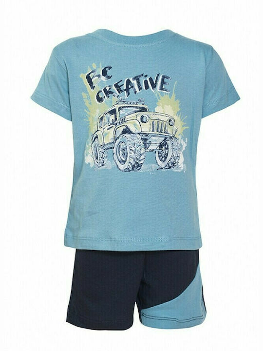 Nek Kids Wear Παιδικό Σετ με Σορτς Καλοκαιρινό 2τμχ Γαλάζιο