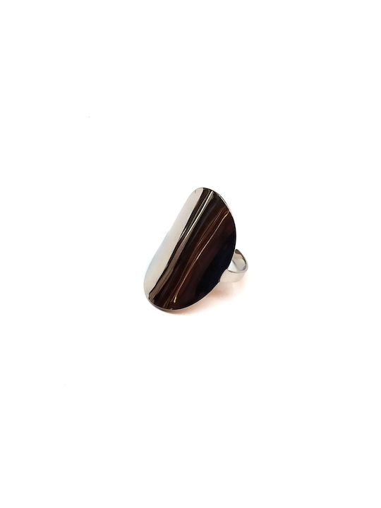 Steel hypoallergenic mirror chevalier ring one size, opens closes