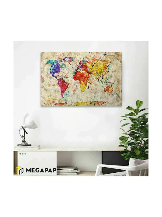 Megapap Colorful World Map Painting on Canvas 75x50cm