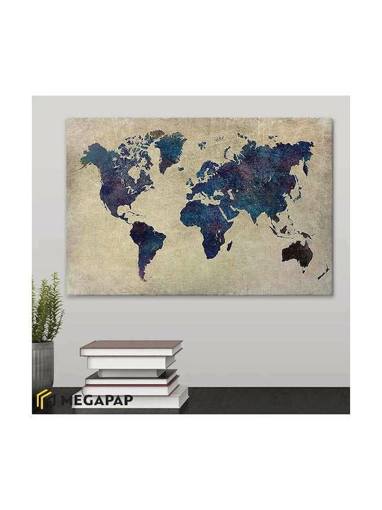 Megapap World Map Painting on Canvas 75x50cm