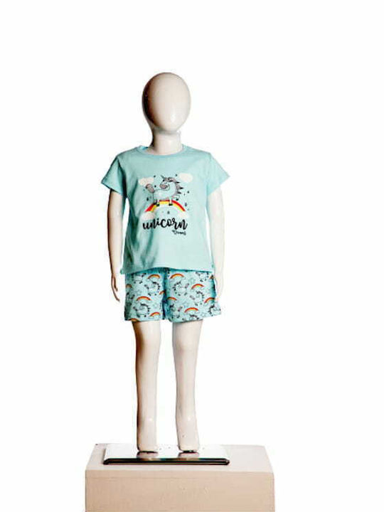 Dreams by Joyce Set Top & Bottom Kids Summer Cotton Pyjamas Light Blue