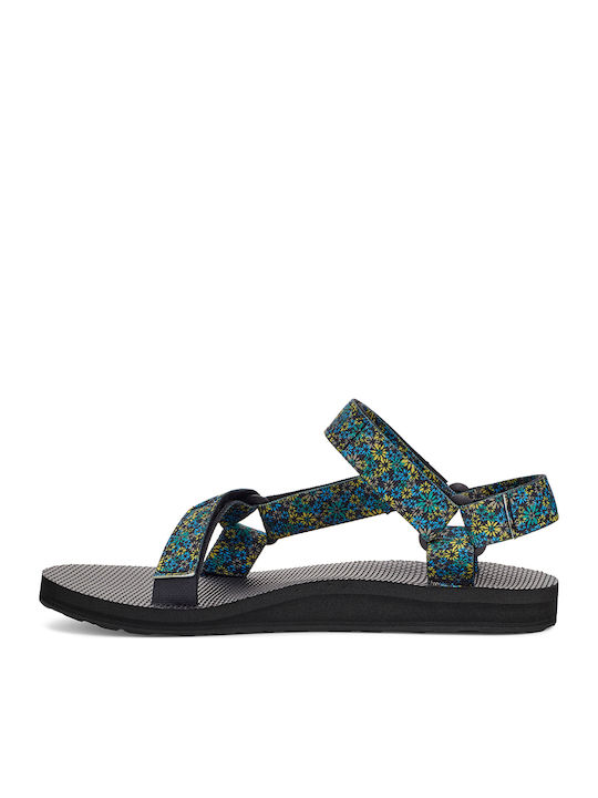 Leather Women's Flat Sandals Sporty in Blue Color