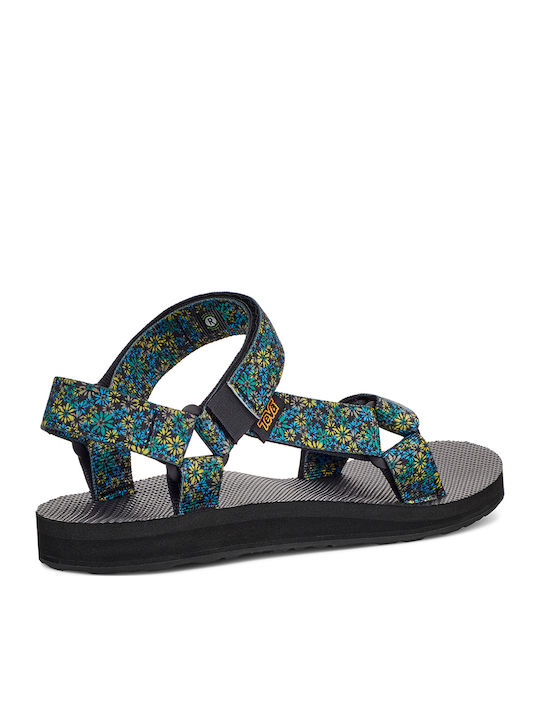 Leather Women's Flat Sandals Sporty in Blue Color