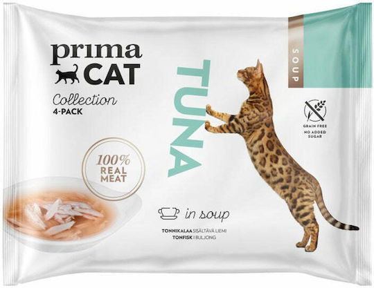 Prima Cat Soup Wet Food for Adult Cats in Pouches with Tuna Grain-Free 4x40gr