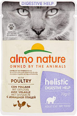 Almo Nature Holistic Digestive Help Nasses Katzenfutter für Katze in Beutel mit Geflügel 70gr