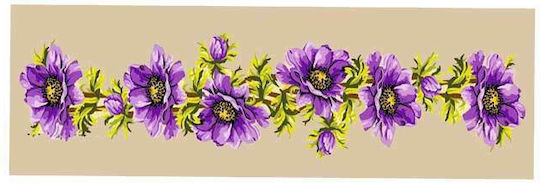 Gobelin L "Purple Flowers" Beige Fabric Embroidery 30cm 33.19