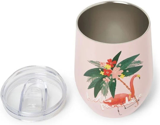 Legami Milano Flamingo Glass Thermos Stainless Steel BPA Free 325ml Multicolour with Mouthpiece
