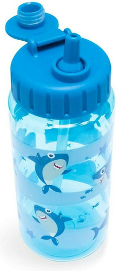Total Gift Kinderflasche Kunststoff mit Strohhalm Blau 400ml