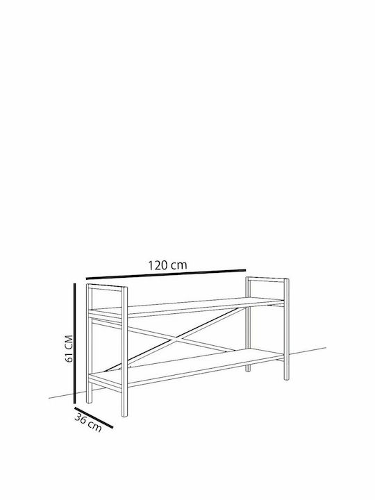 TV Stand Wooden Volume Black Granite L120xW35xH60cm