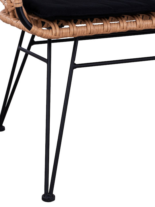 Allegra Bench Outdoor Metal Brown with Pillows 124x55x77cm