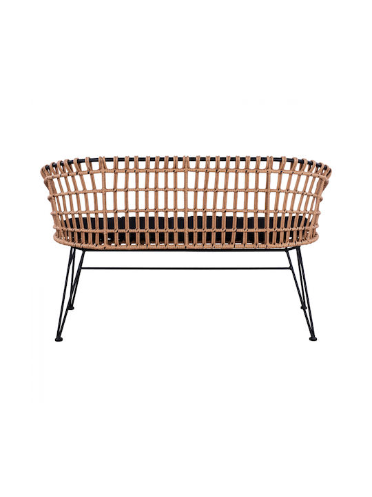 Allegra Bench Outdoor Metal Brown with Pillows 124x55x77cm