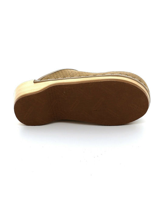Berkemann Toeffler Women's Leather Anatomic Clogs Beige